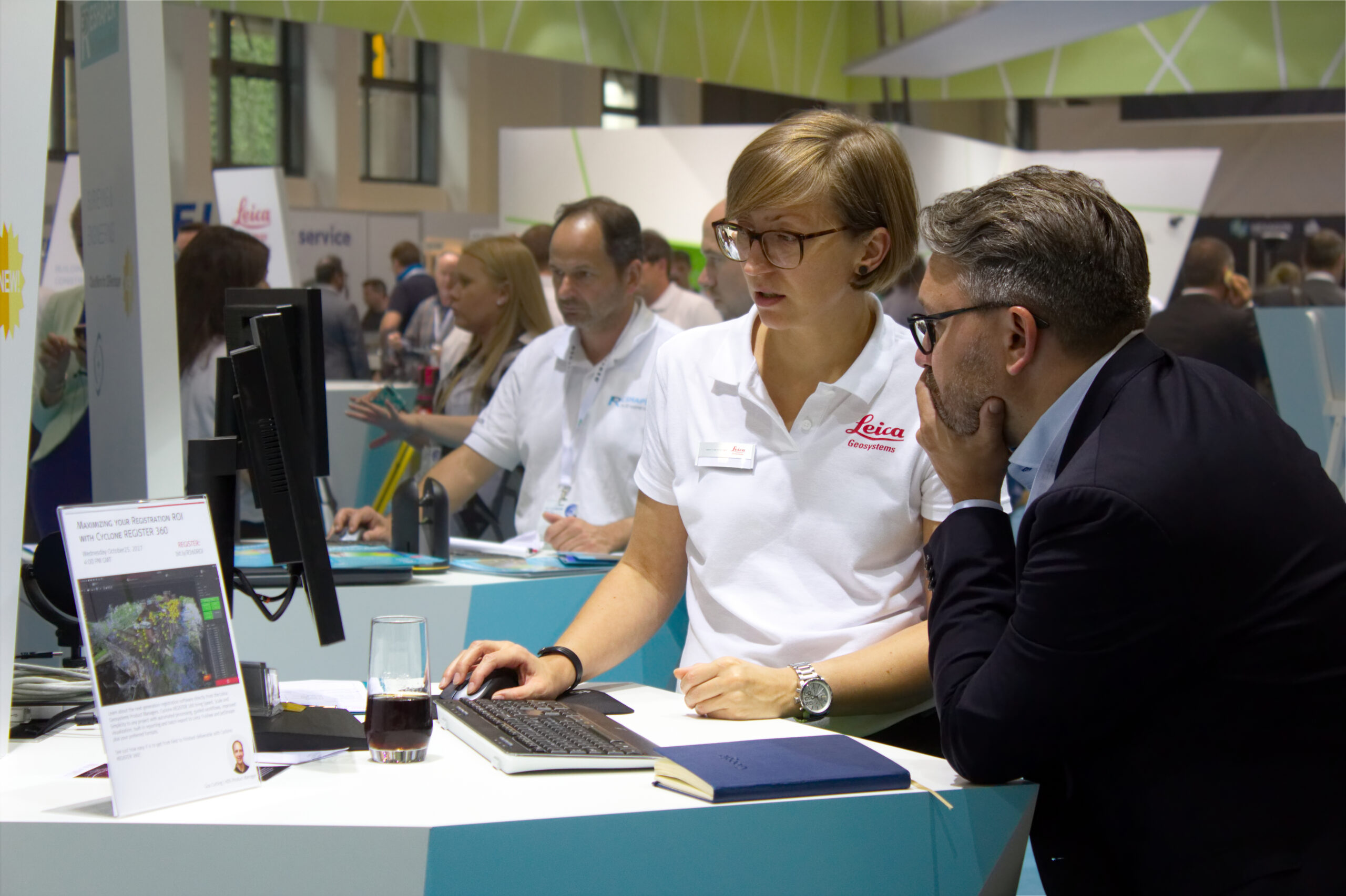 A sales professional conducting a brand demonstration